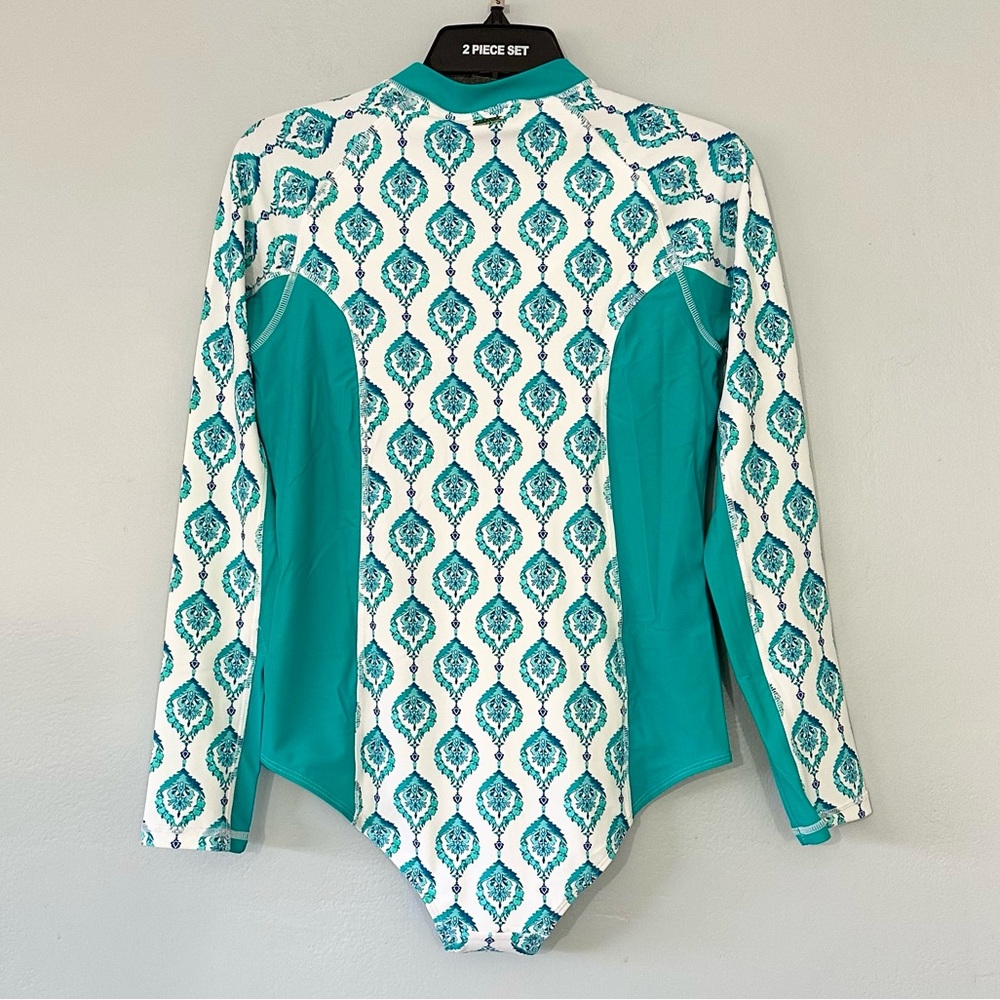 Cabana Life Teal White Long Sleeve Santorini Unisuit size L New - Picture 11 of 16